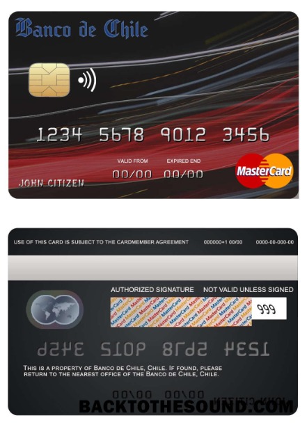 Λήψη Χιλή Banco de Χιλή Τράπεζα Mastercard Δείγμα πρότυπο