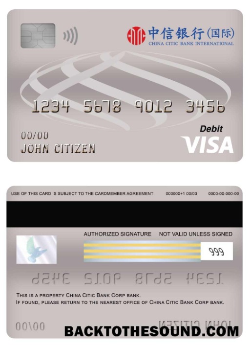 Λήψη Κίνα Citic Τράπεζα Corp Τράπεζα Βίζα Χρέωση Κάρτα Δείγμα προεπισκόπηση