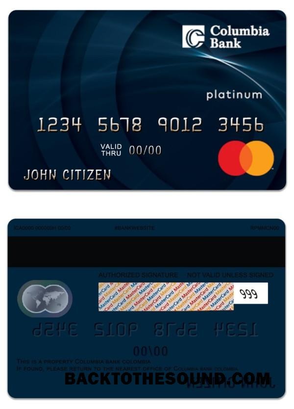 Λήψη Κολομβία Columbia Τράπεζα Mastercard Platinum Δείγμα προσχέδιο