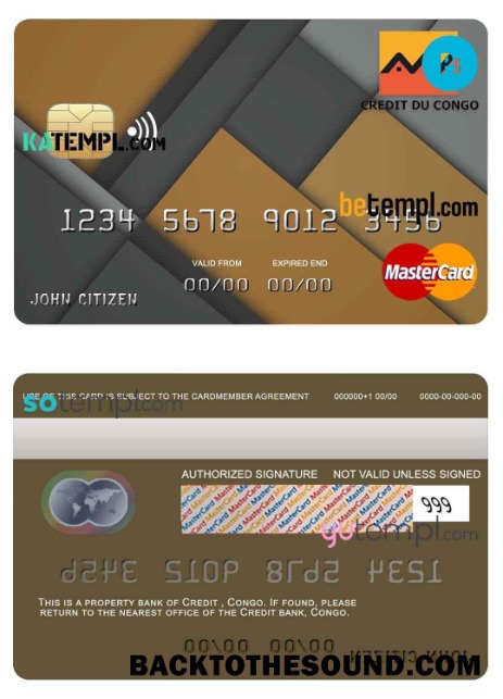 Λήψη Κονγκό Πίστωση Τράπεζα Mastercard Πίστωση Κάρτα in PSD Μορφή, fully Επεξεργάσιμο Δείγμα δείγμα