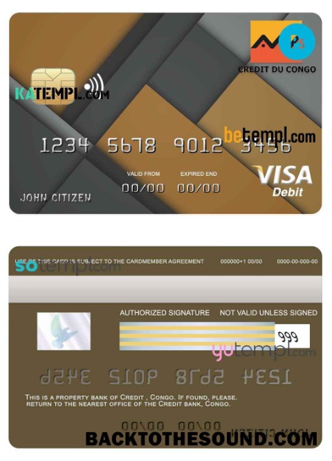 Λήψη Κονγκό Πίστωση Τράπεζα Βίζα Πίστωση Κάρτα in PSD Μορφή, fully Επεξεργάσιμο Δείγμα προσχέδιο
