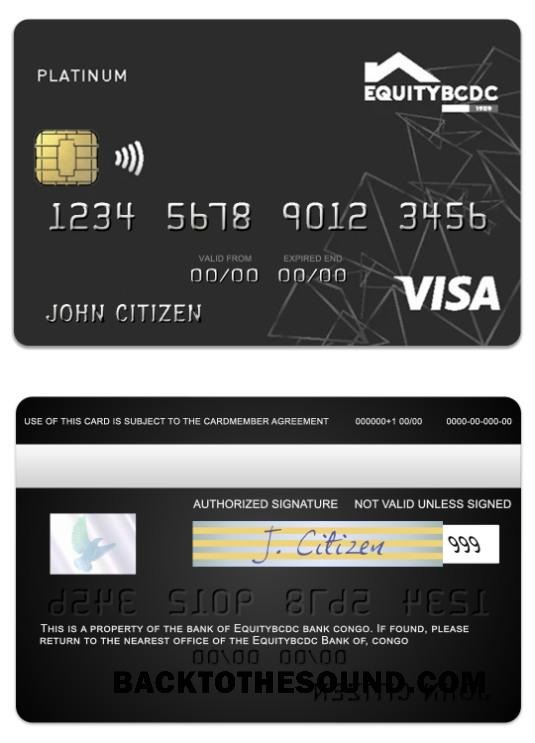 Λήψη Κονγκό EquityBCDC Τράπεζα Βίζα Χρέωση Platinum Κάρτα Δείγμα πρότυπο