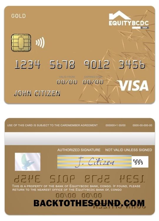 Λήψη Κονγκό EquityBCDC Τράπεζα Βίζα Χρέωση gold Κάρτα Δείγμα πρότυπο