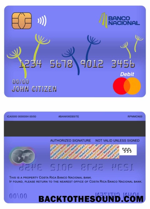 Λήψη Κόστα Ρίκα Banco Nacional Τράπεζα master Χρέωση Κάρτα Δείγμα σχεδιασμό