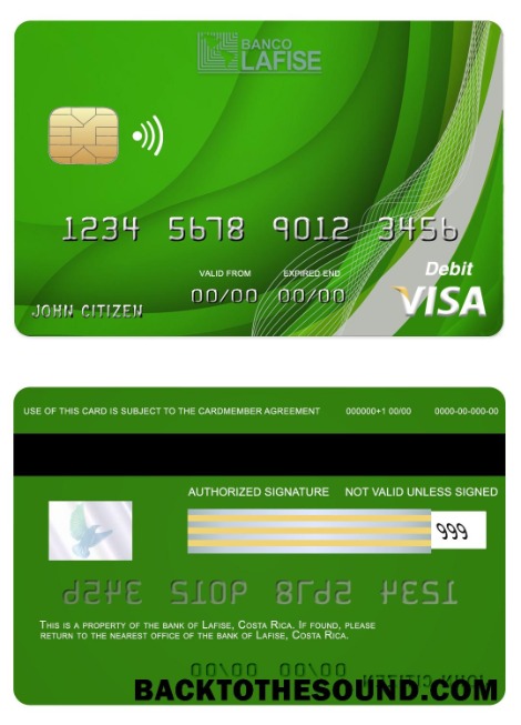 Λήψη Κόστα Ρίκα lafise Τράπεζα Βίζα Κάρτα Δείγμα προεπισκόπηση