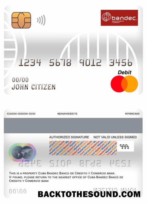 Λήψη Κούβα Bandec Banco de Credito y Comercio Τράπεζα master Χρέωση Κάρτα Δείγμα σχεδιασμό