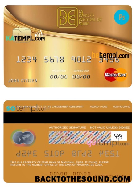 Λήψη Κούβα Nacional Τράπεζα Mastercard Πίστωση Κάρτα in PSD Μορφή, fully Επεξεργάσιμο Δείγμα προεπισκόπηση