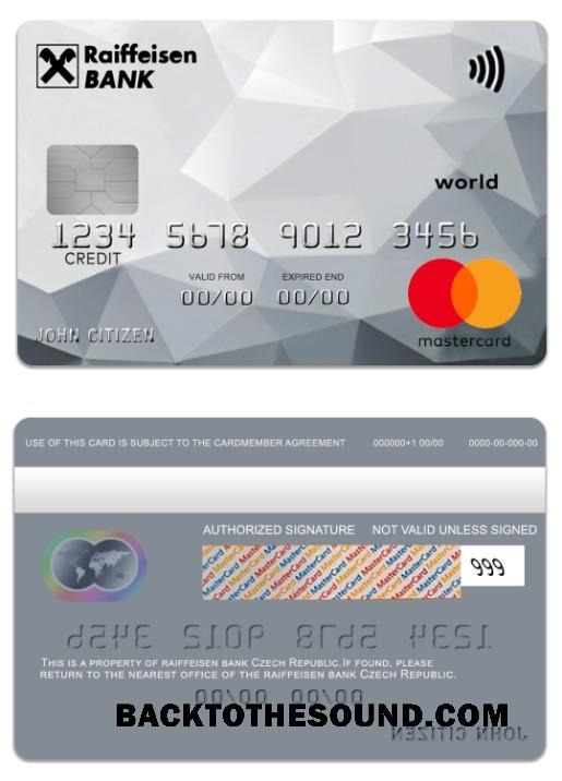 Λήψη Τσεχία Raiffeisen Τράπεζα world Πίστωση Mastercard Δείγμα σχεδιασμό