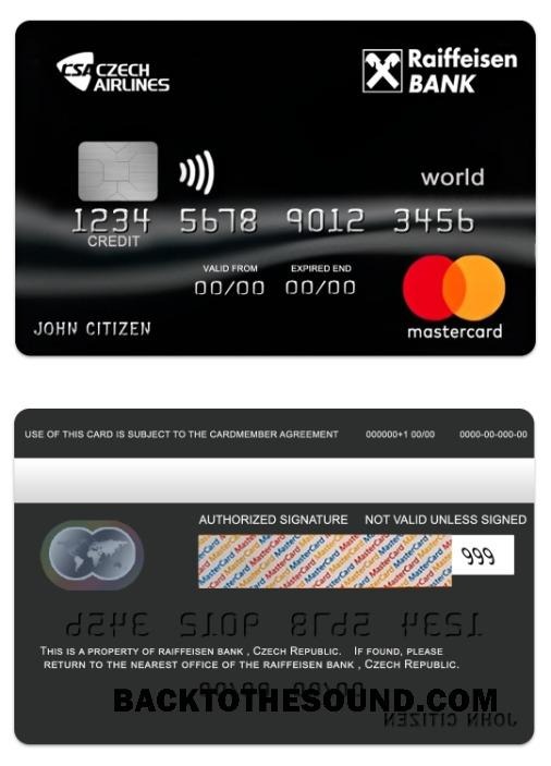 Λήψη Τσεχία Raiffeisen Τράπεζα world Mastercard Δείγμα σχεδιασμό