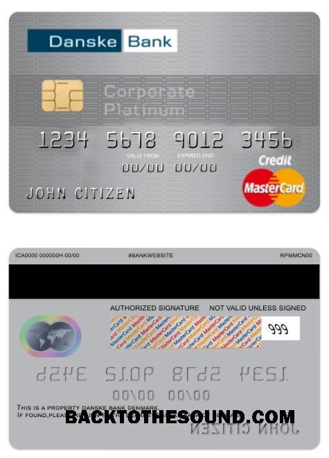 Λήψη Δανία Danskebank Πίστωση corporate platinum Mastercard Δείγμα προσχέδιο