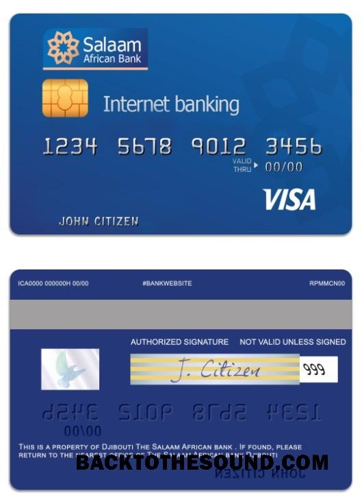 Λήψη Τζιμπουτί The Salaam African Τράπεζα Βίζα prepaid internet Κάρτα Δείγμα σχεδιασμό