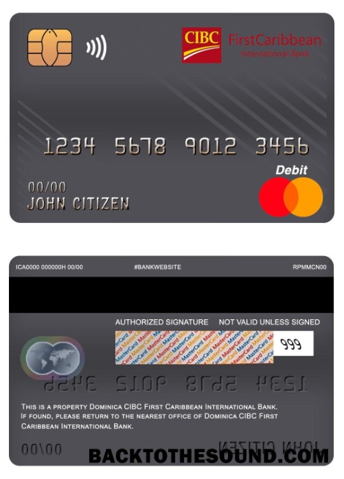 Λήψη Δομινίκα CIBC First Caribbean διεθνής Τράπεζα master Χρέωση Κάρτα Δείγμα σχεδιασμό