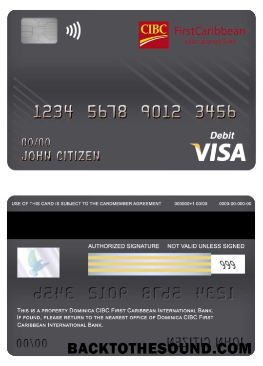 Λήψη Δομινίκα CIBC First Caribbean διεθνής Τράπεζα Βίζα Χρέωση Κάρτα Δείγμα προεπισκόπηση