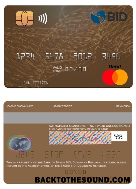 Λήψη Δομινικανή Δημοκρατία Banco BID Mastercard Δείγμα δείγμα