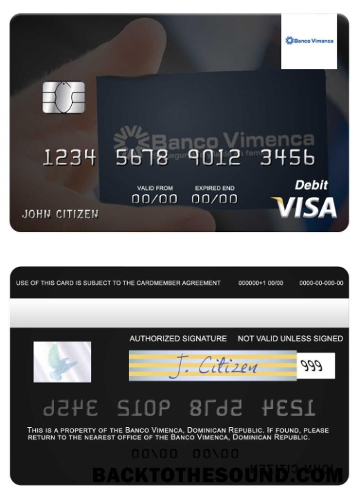 Λήψη Δομινικανή Δημοκρατία Banco Vimecan Βίζα Χρέωση Κάρτα Δείγμα προεπισκόπηση