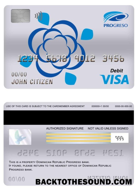 Λήψη Δομινικανή Δημοκρατία Progreso Τράπεζα Βίζα Χρέωση Κάρτα Δείγμα δείγμα