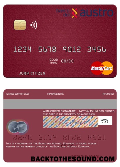 Λήψη Ισημερινός Banco del Austro Mastercard Δείγμα πρότυπο