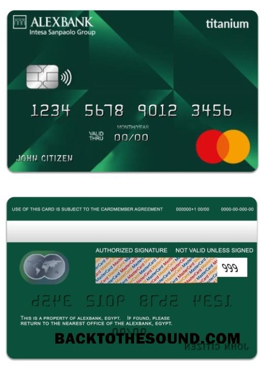 Λήψη Αίγυπτος Alexbank titanium Mastercard Δείγμα πρότυπο