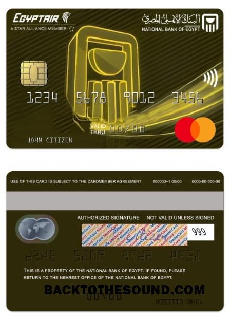 Λήψη Αίγυπτος εθνικός Τράπεζα of Αίγυπτος Egyptair Mastercard Δείγμα προεπισκόπηση
