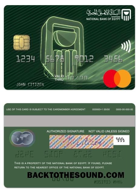 Λήψη Αίγυπτος εθνικός Τράπεζα of Αίγυπτος standart Mastercard Δείγμα δείγμα