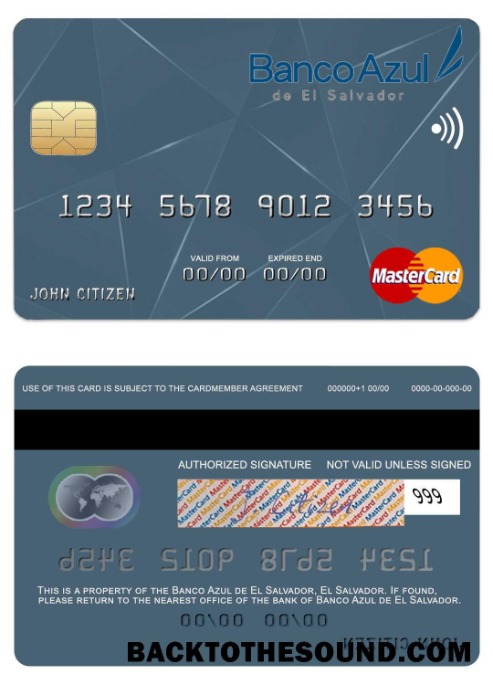 Λήψη Ελ Σαλβαδόρ Banco Azul de Ελ Σαλβαδόρ Mastercard Δείγμα σχεδιασμό