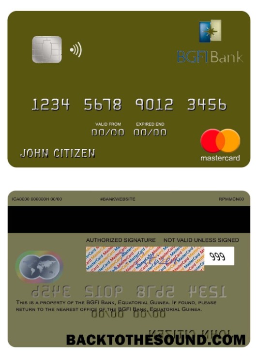 Λήψη Ισημερινή Γουινέα BGFI Τράπεζα Mastercard Δείγμα δείγμα