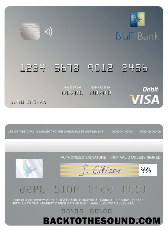 Λήψη Ισημερινή Γουινέα BGFI Τράπεζα Βίζα Χρέωση Κάρτα Δείγμα προεπισκόπηση