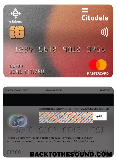 Λήψη Εσθονία Citadele Filiale AS Τράπεζα Mastercard Δείγμα προσχέδιο