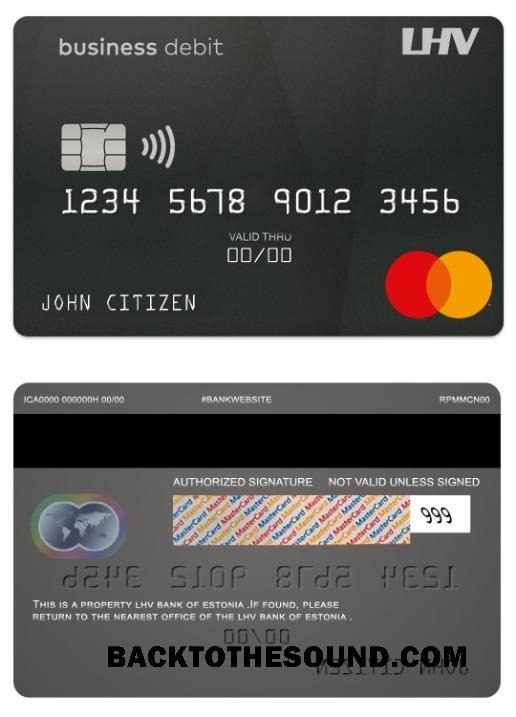 Λήψη Εσθονία LHV Τράπεζα Επιχείρηση Χρέωση Mastercard Δείγμα προεπισκόπηση