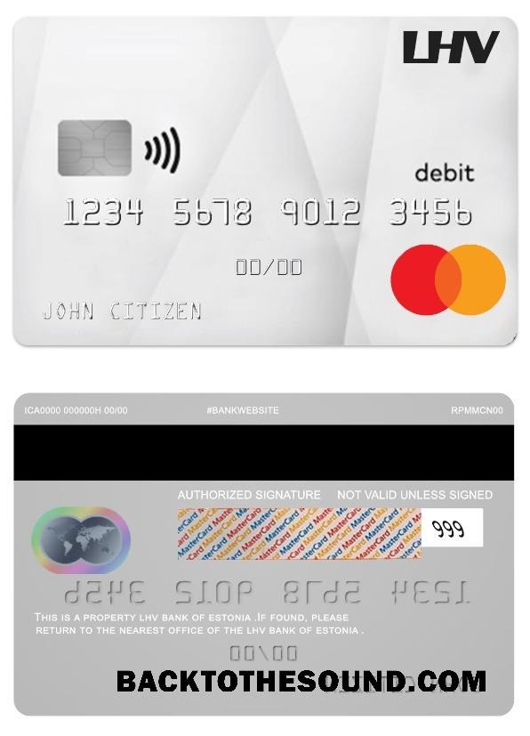 Λήψη Εσθονία LHV Τράπεζα Χρέωση Mastercard Δείγμα σχεδιασμό