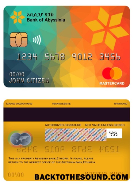 Λήψη Αιθιοπία Abyssinia Τράπεζα Mastercard Δείγμα προσχέδιο
