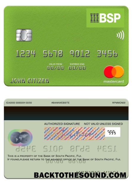 Λήψη Φίτζι Τράπεζα of South Pacific Mastercard Δείγμα δείγμα