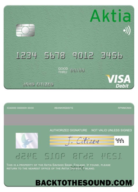 Λήψη Φινλανδία Aktia Savings Τράπεζα Βίζα Χρέωση Κάρτα Δείγμα προεπισκόπηση