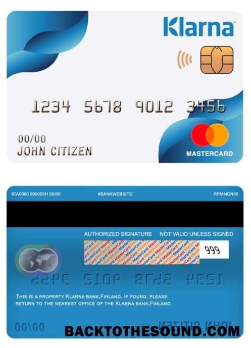 Λήψη Φινλανδία Klarna Τράπεζα Mastercard Δείγμα πρότυπο