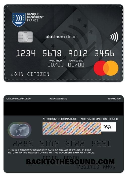 Λήψη Γαλλία Banorient Γαλλία Τράπεζα platinum Χρέωση Mastercard Δείγμα πρότυπο