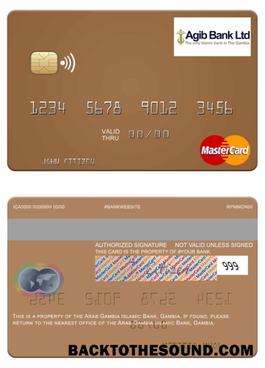 Λήψη Γκάμπια Arab Γκάμπια Islamic Τράπεζα Mastercard Δείγμα προσχέδιο
