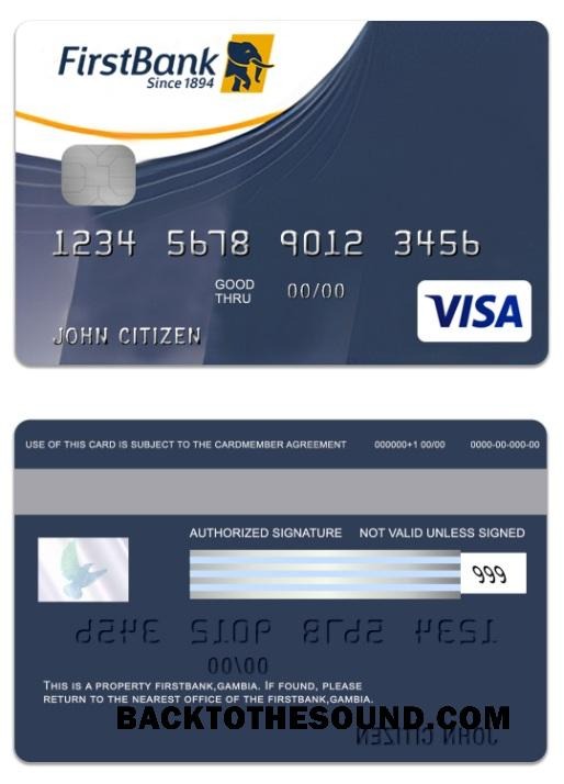 Λήψη Γκάμπια FirstBank Βίζα Πίστωση Κάρτα Δείγμα σχεδιασμό