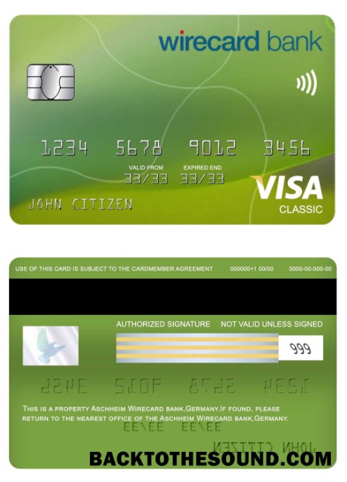 Λήψη Γερμανία Aschheim Wirecard Τράπεζα Βίζα classic Κάρτα Δείγμα προσχέδιο