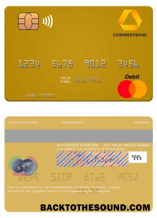 Λήψη Γερμανία Commerz Τράπεζα Mastercard Δείγμα πρότυπο