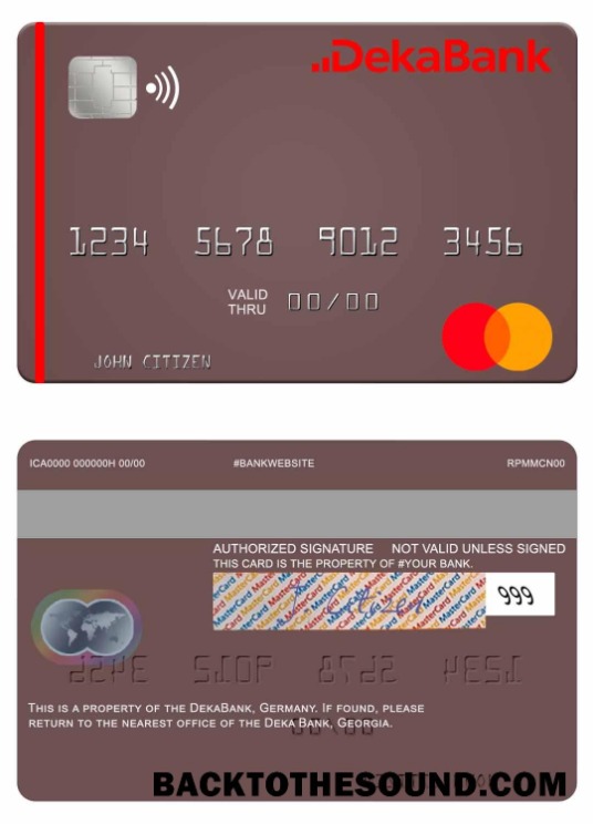 Λήψη Γερμανία Deka Τράπεζα Mastercard Δείγμα πρότυπο