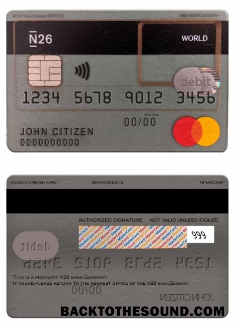 Λήψη Γερμανία N26 Τράπεζα Χρέωση Mastercard Δείγμα προεπισκόπηση