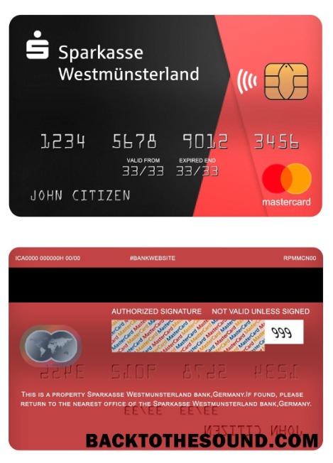 Λήψη Γερμανία Sparkasse Westmunsterland Τράπεζα Mastercard Δείγμα προσχέδιο