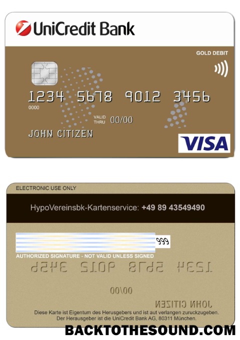Λήψη Γερμανία UniCredit Τράπεζα Βίζα Πίστωση Κάρτα Δείγμα σχεδιασμό
