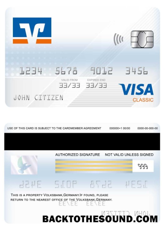 Λήψη Γερμανία Volksbank Βίζα classic Κάρτα Δείγμα προεπισκόπηση