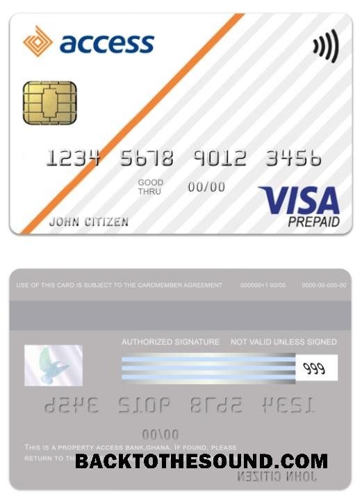 Λήψη Γκάνα πρόσβαση Τράπεζα Βίζα prepaid Κάρτα Δείγμα πρότυπο