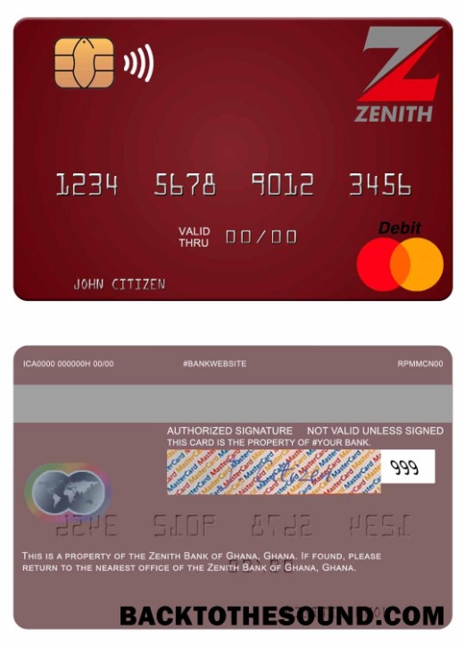 Λήψη Γκάνα Zenith Τράπεζα of Γκάνα Mastercard Δείγμα δείγμα