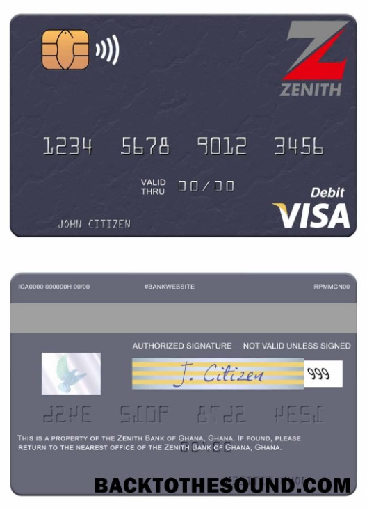 Λήψη Γκάνα Zenith Τράπεζα of Γκάνα Βίζα Χρέωση Κάρτα Δείγμα δείγμα