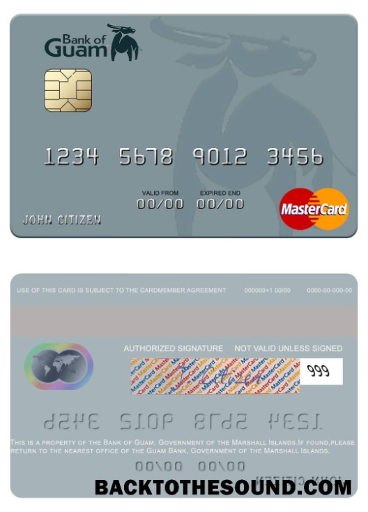 Λήψη Government of the Νήσοι Μάρσαλ Τράπεζα of Guam Mastercard Δείγμα προσχέδιο