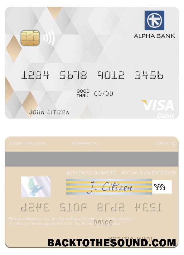 Λήψη Ελλάδα Alpha Τράπεζα Βίζα Χρέωση Κάρτα Δείγμα δείγμα