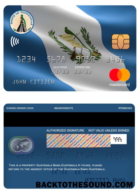 Λήψη Γουατεμάλα Banco de Γουατεμάλα Τράπεζα Mastercard Δείγμα σχεδιασμό